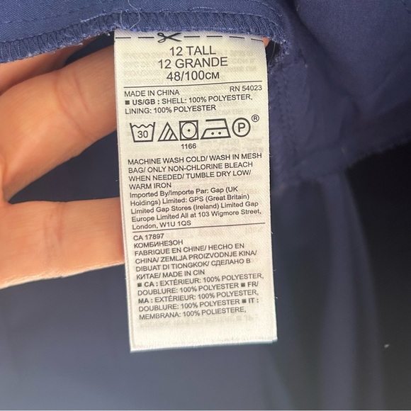 BANANA REPUBLIC Royal Blue Cropped Wide Leg Belted Jumpsuit Size 12 Tall - Picture 8 of 10